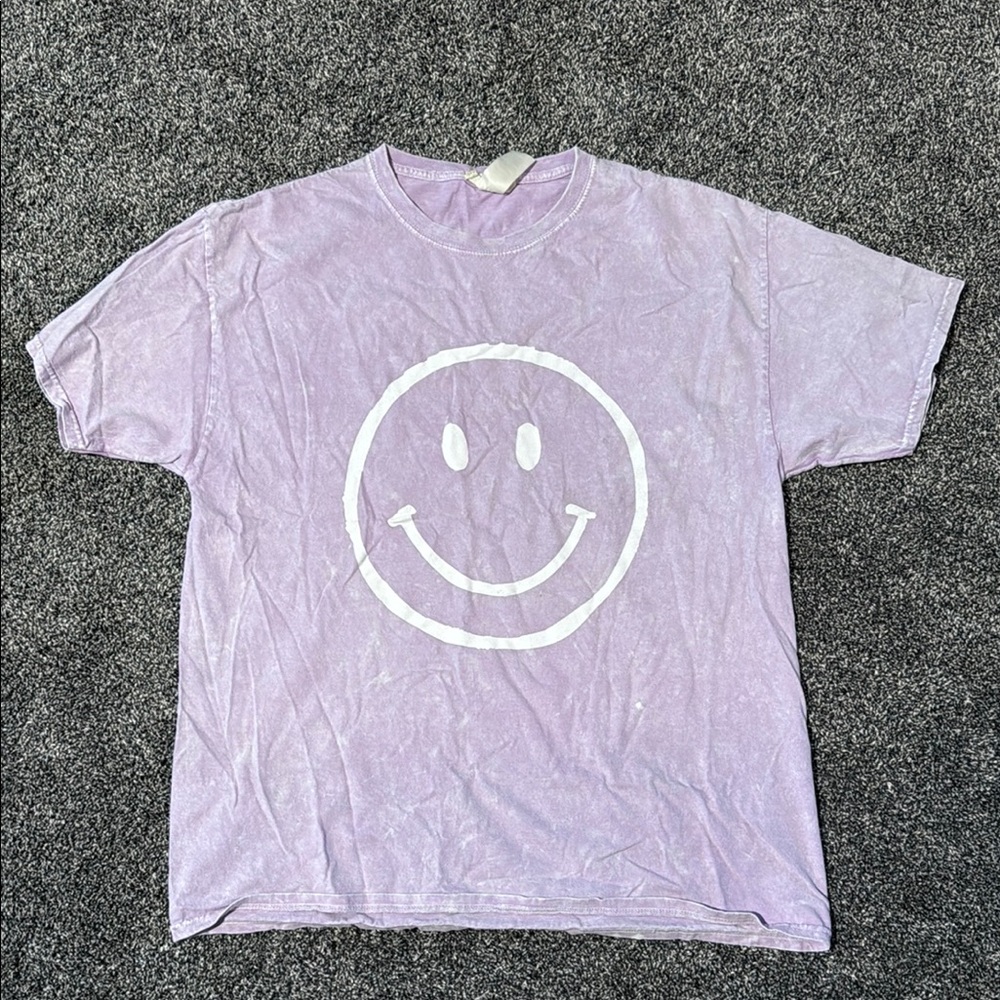 Altar'd State Purple Short Sleeve Tee with Smiley Design